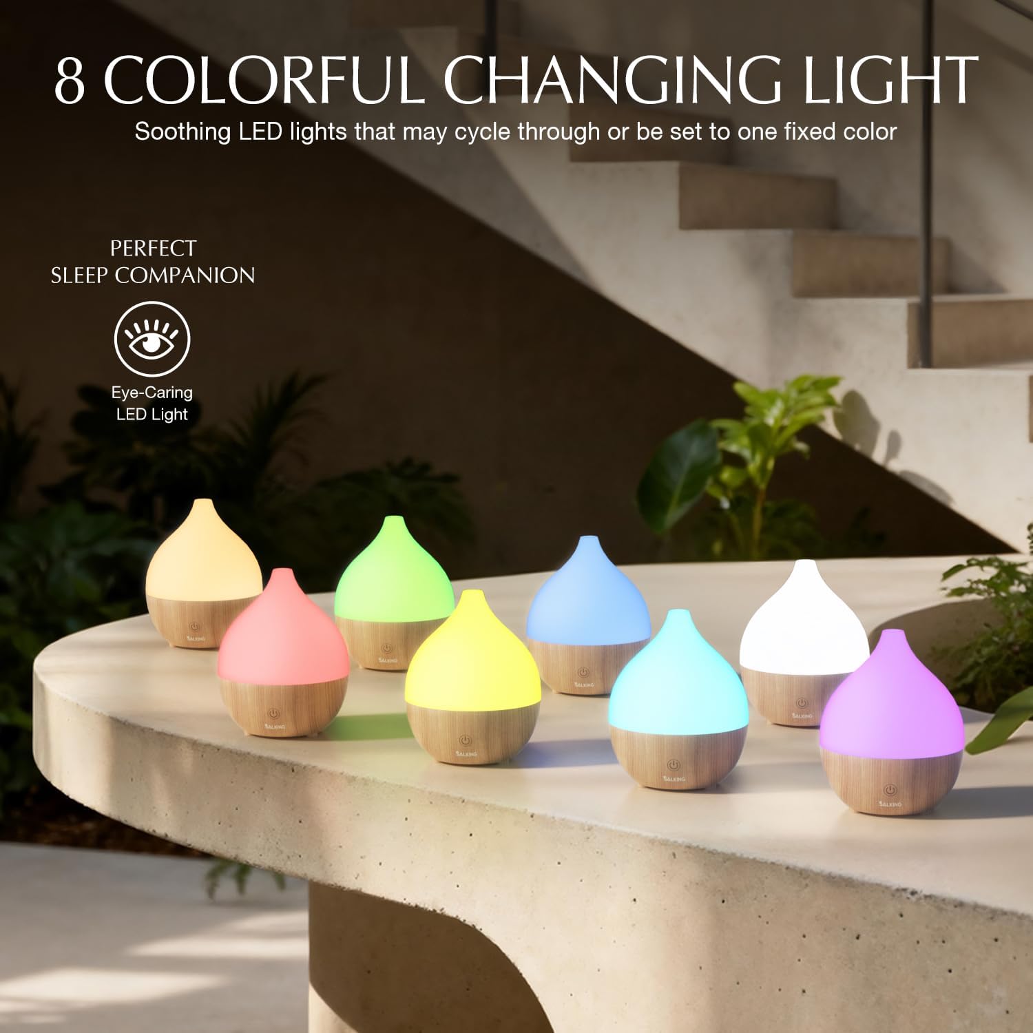 SALKING Ultraschall Aroma Diffuser LED RGB Weiss Holzoptik