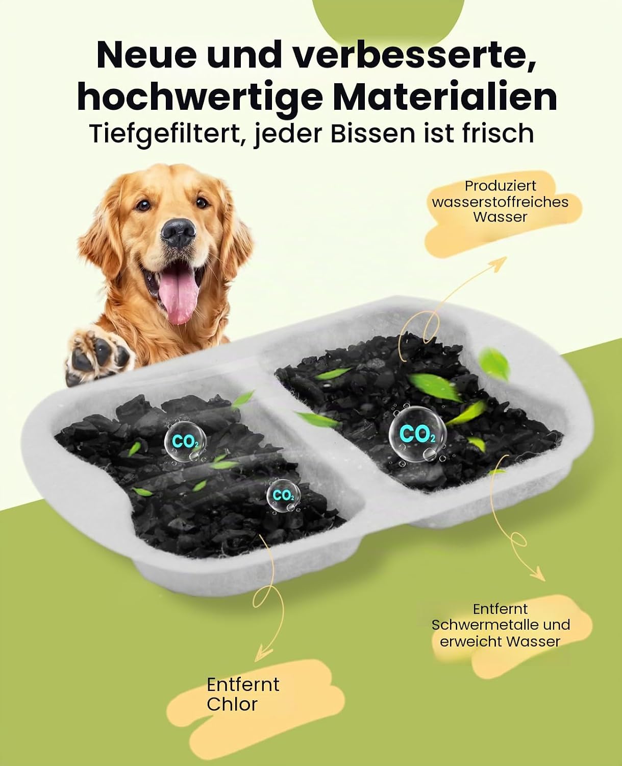 oneisall Trinkbrunnen fuer Hunde Edelstahl mit LED, 5‑Schicht Filter