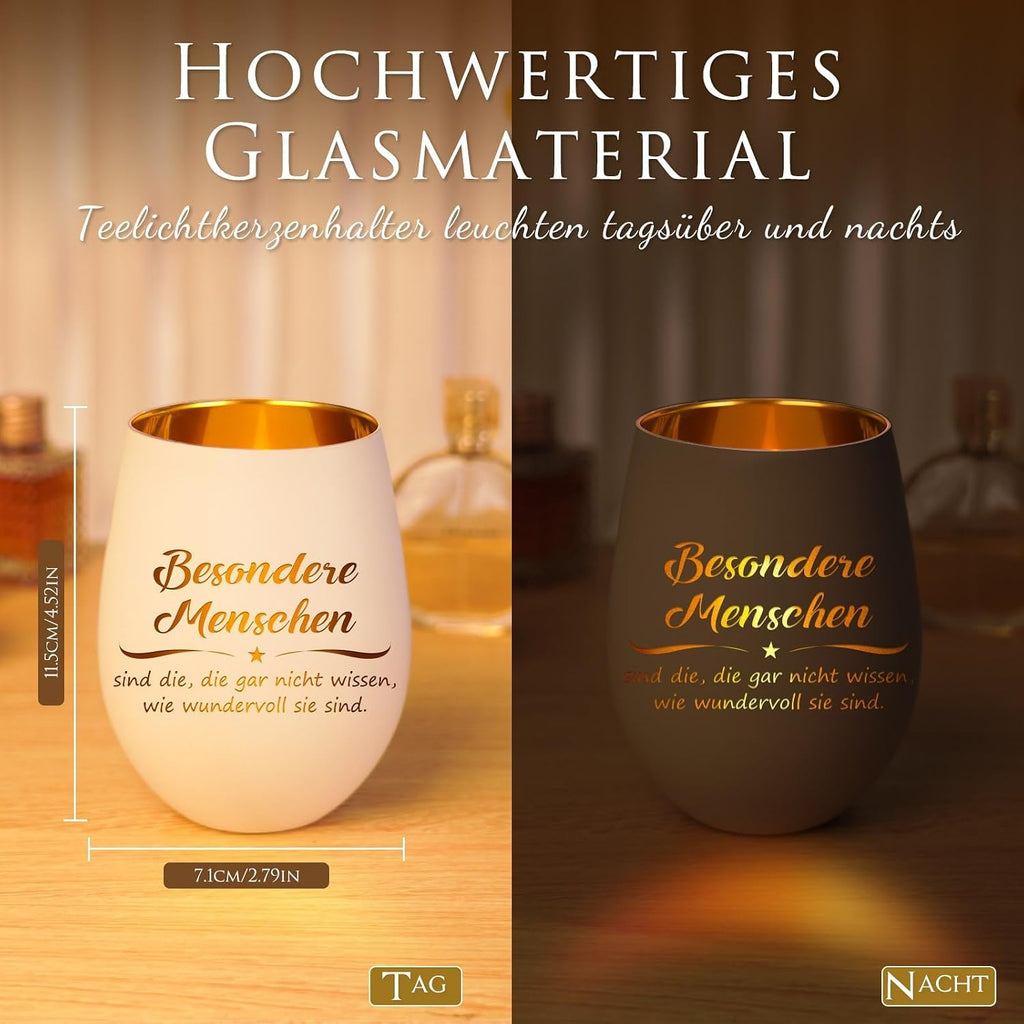 Teelichthalter Weiss mit Schrift "Ich liebe dich" Geschenk fuer Partnerin