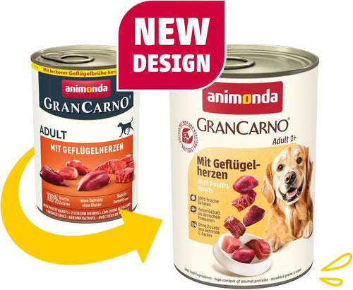 animonda GranCarno Adult Gefluegelherzen 6x400g Hunde Nassfutter getreidefrei