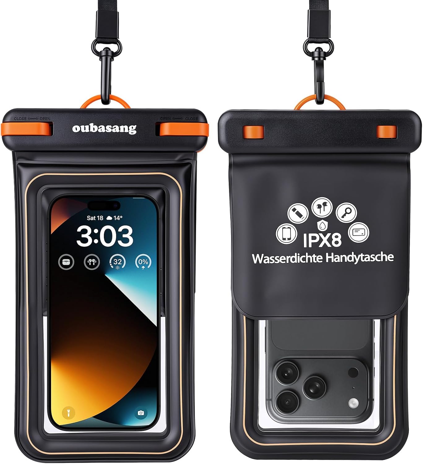 Wasserdichte Handyhuelle IPX8 bis 7,5 Zoll, doppelt wandig, hohe Auftriebskraft