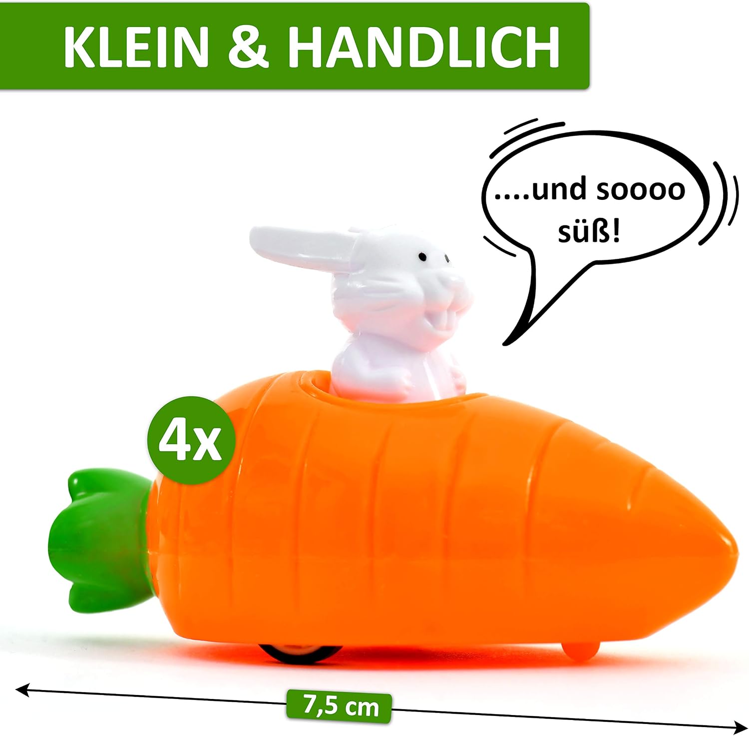 4er Set Aufziehbare Osterhasen mit Karotte Spielzeug Wind-up