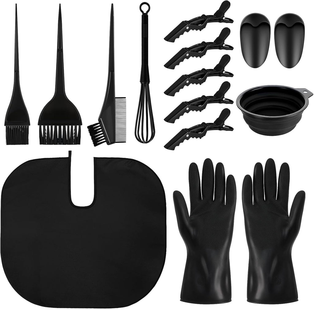 13-teiliges Haarfaerbe-Set Pinsel Kamm Mischschale Handschuhe Buerste DIY