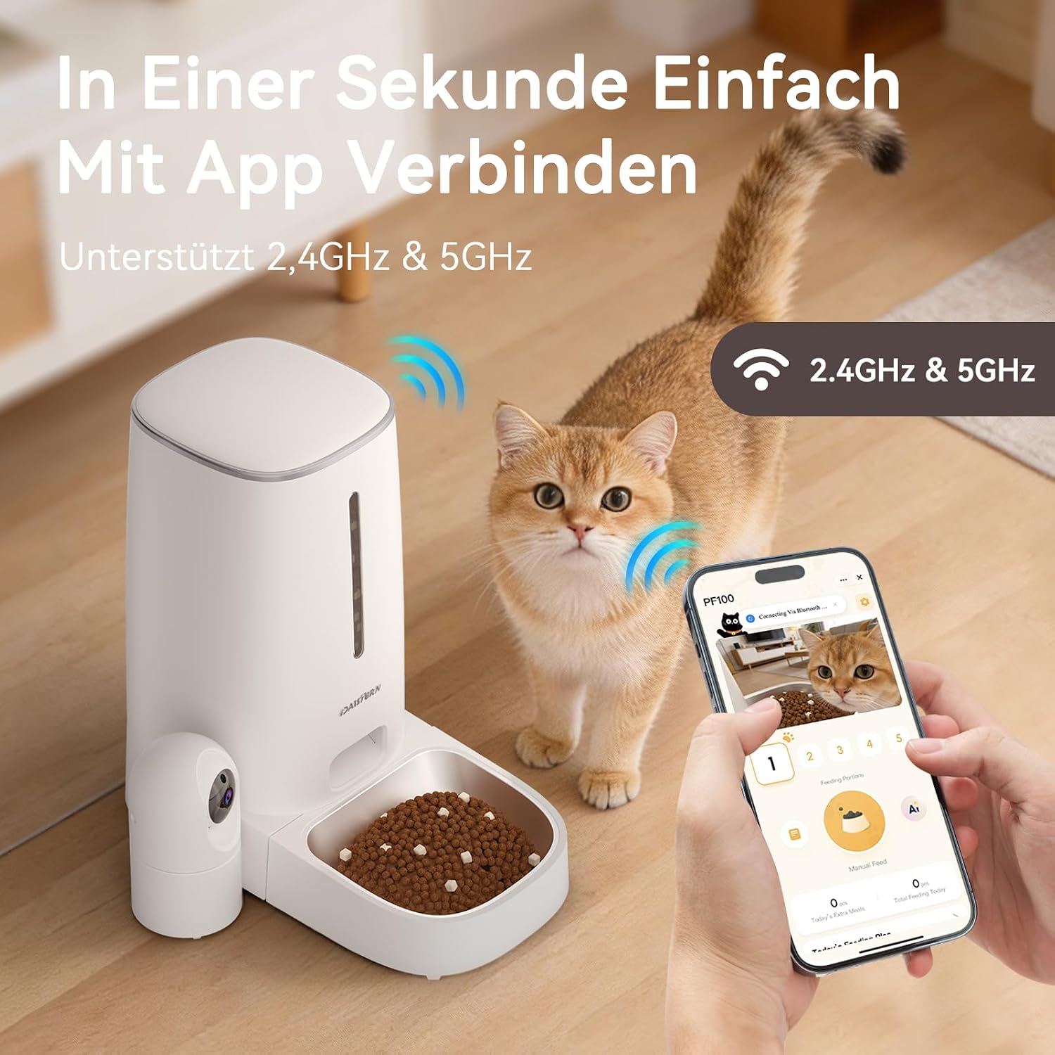 Futterautomat fuer Katze und Hund 4L mit 1080P Kamera Nachtsicht und WLAN
