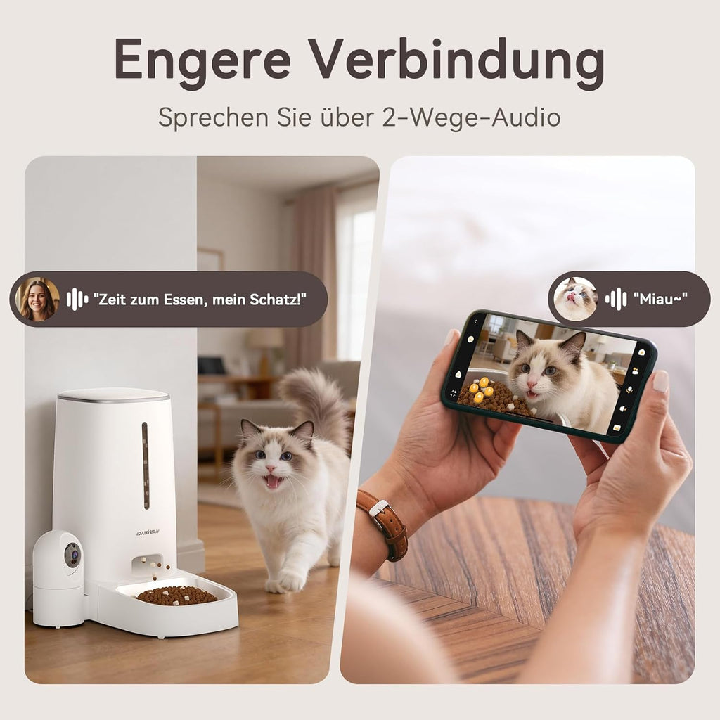 Futterautomat fuer Katze und Hund 4L mit 1080P Kamera Nachtsicht und WLAN