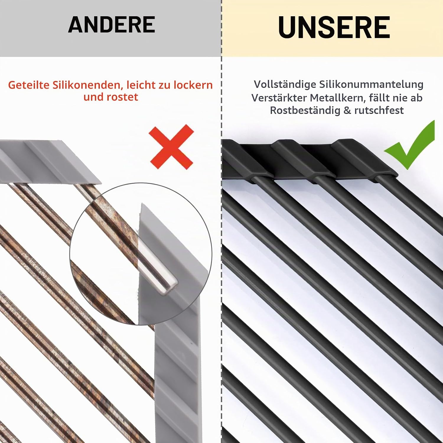 Edelstahl dreieckiges Abtropfgestell mit Silikon Kuechen Organizer platzsparend