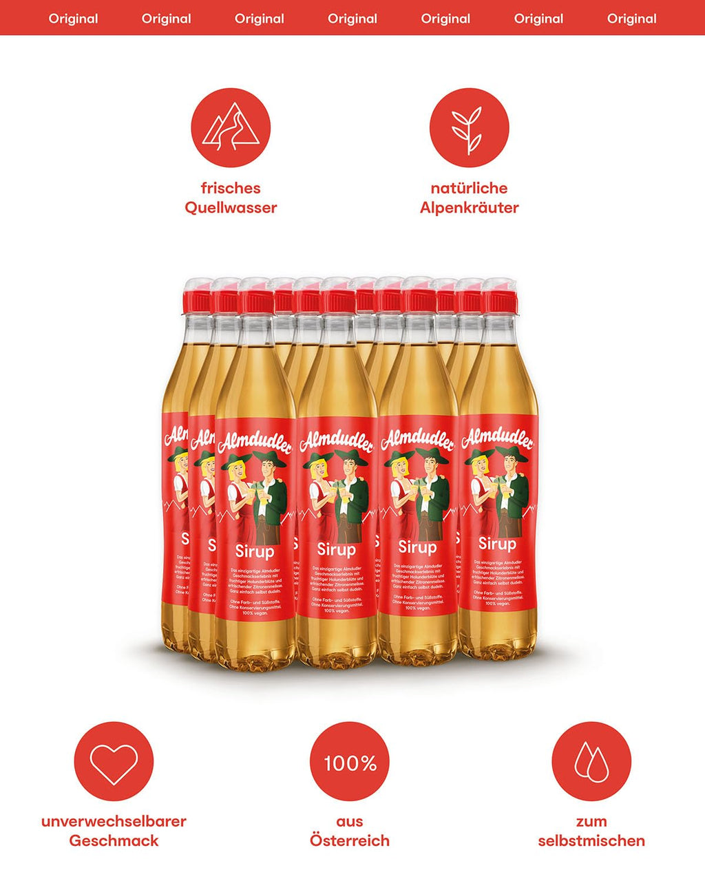 Almdudler Alpenkraeuter Sirup Flasche - Getraenkesirup