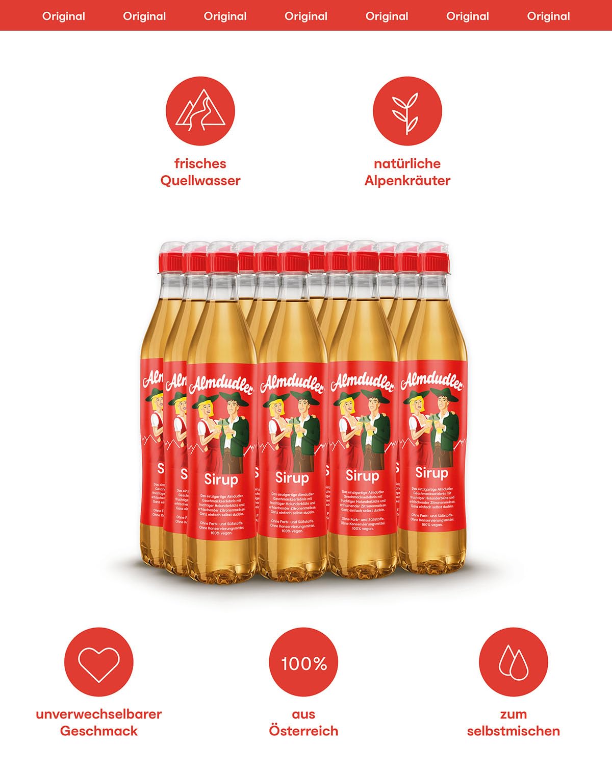 Almdudler Alpenkraeuter Sirup Flasche - Getraenkesirup