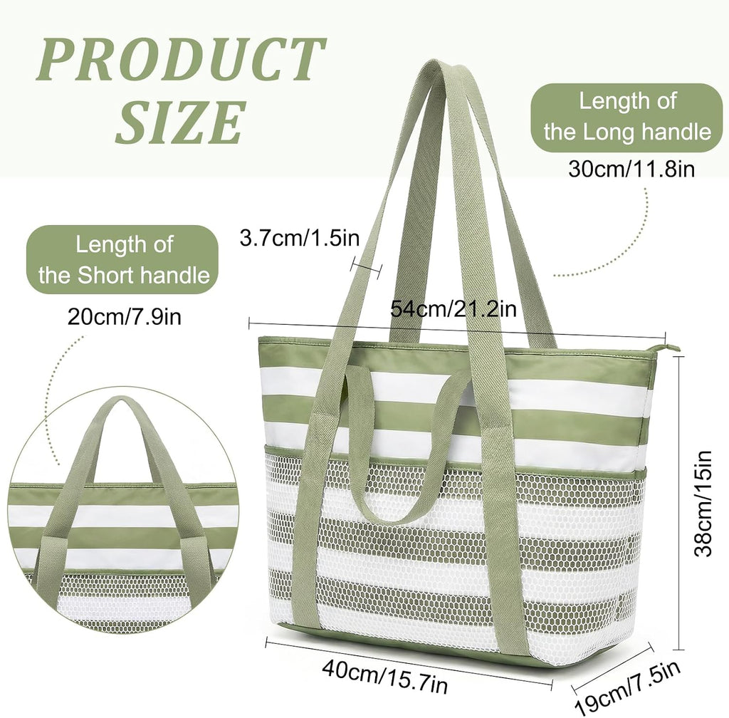 beifon Strandtasche XXL mit Reissverschluss, wasserdicht, faltbar, M-L
