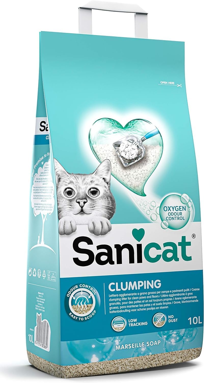 Sanicat Klumpstreu 10 L mit Marseille Duft Geruchsstop Katzenstreu