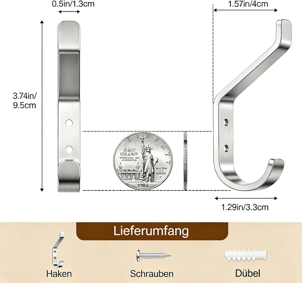 Garderobenhaken 10er Set schwarz Metall 10 cm Wandhaken zum Schrauben