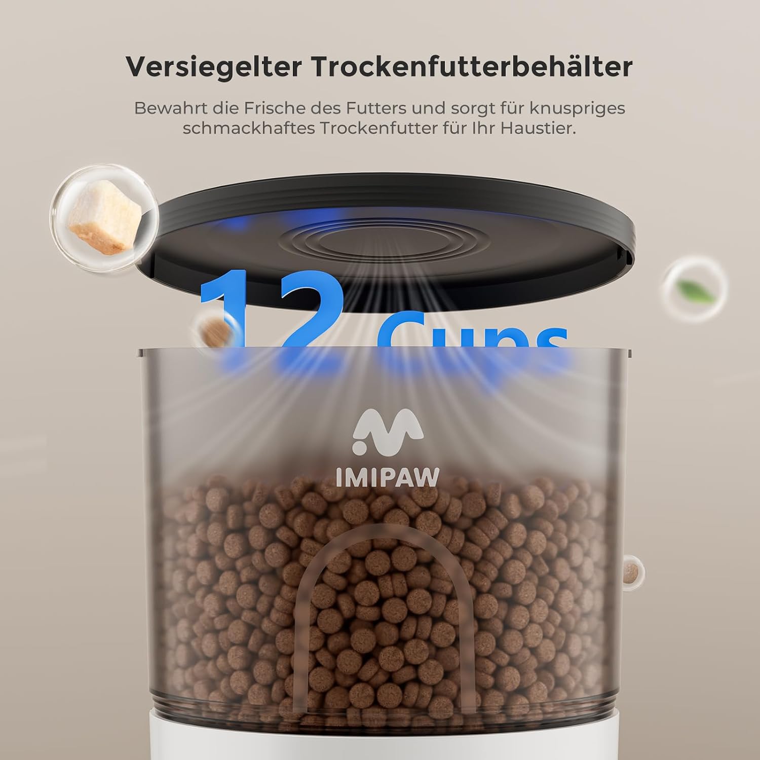 IMIPAW Futterautomat fuer Katzen 3L mit Timer fuer 1 bis 10 Mahlzeiten