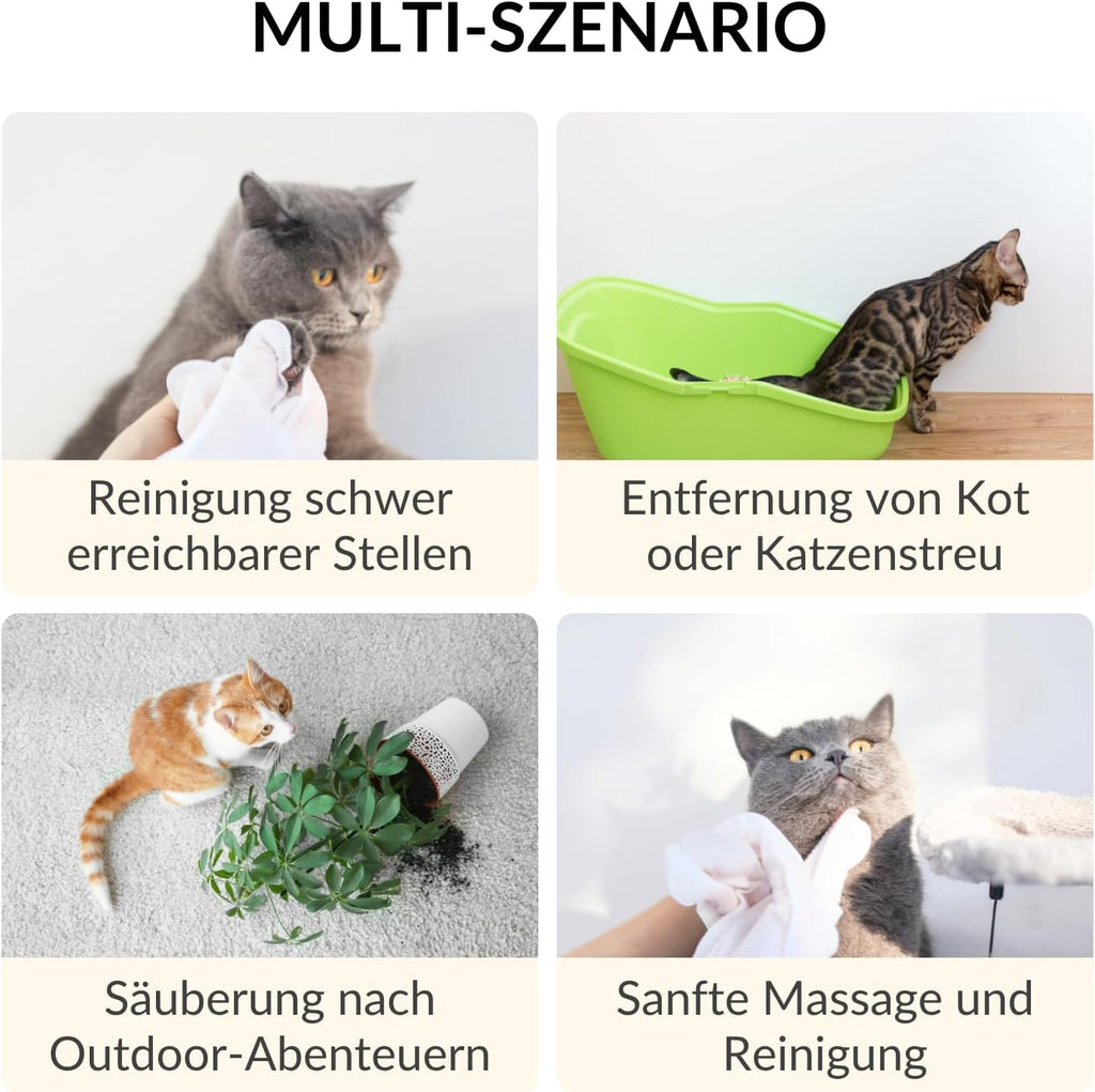 Feuchttuecher fuer Katzen und Hunde XXL 36 Stueck Handschuhe Fellpflege Massage