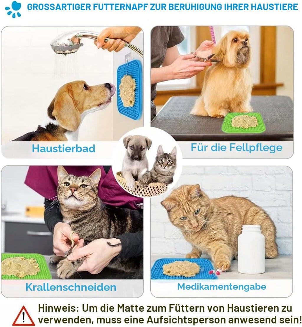 Lesipee Leckmatte Hund 2er Set mit Silikonspatel und Buerste, BPA-frei