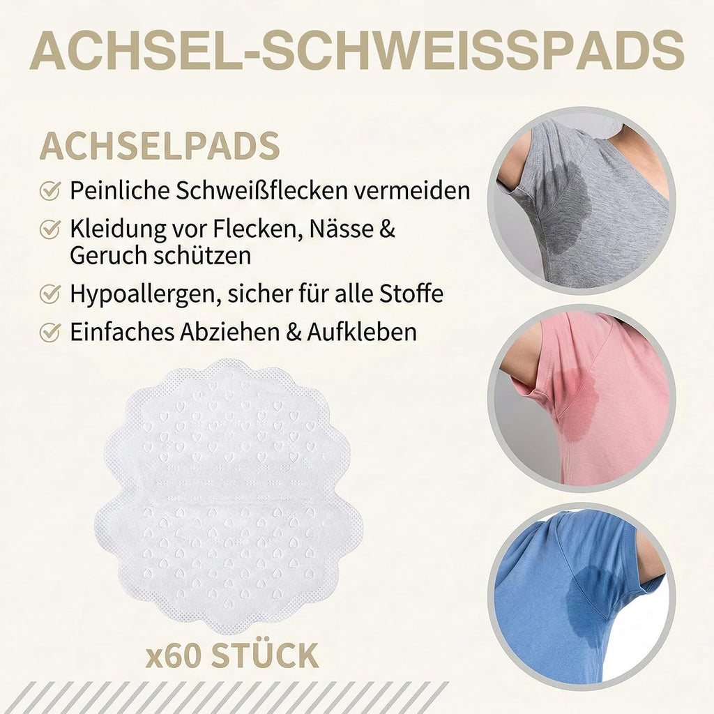 60er Achselpads gegen Schweiss mit starker Haftung fuer Damen und Herren