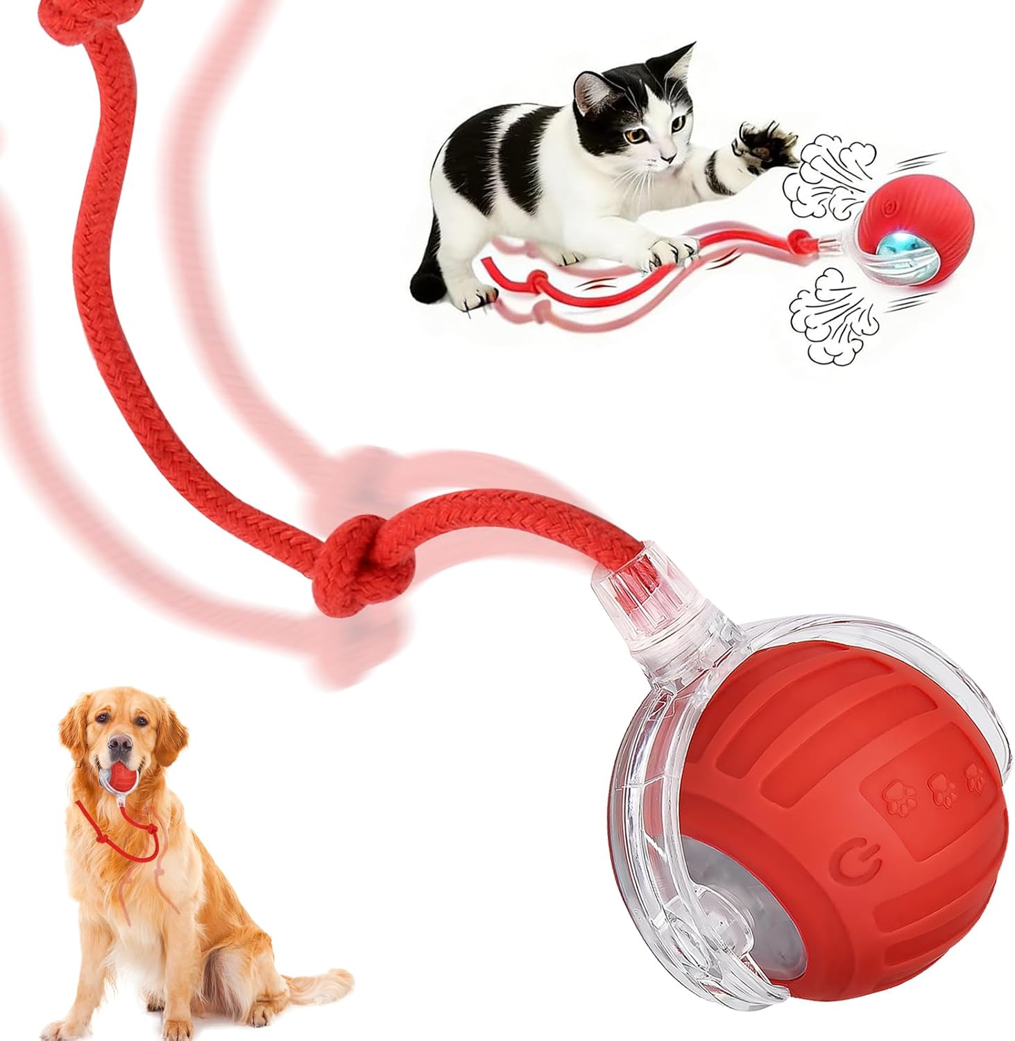 Interaktiver Katzenball elektrisch 360° rollend Katzenspielzeug mit LED