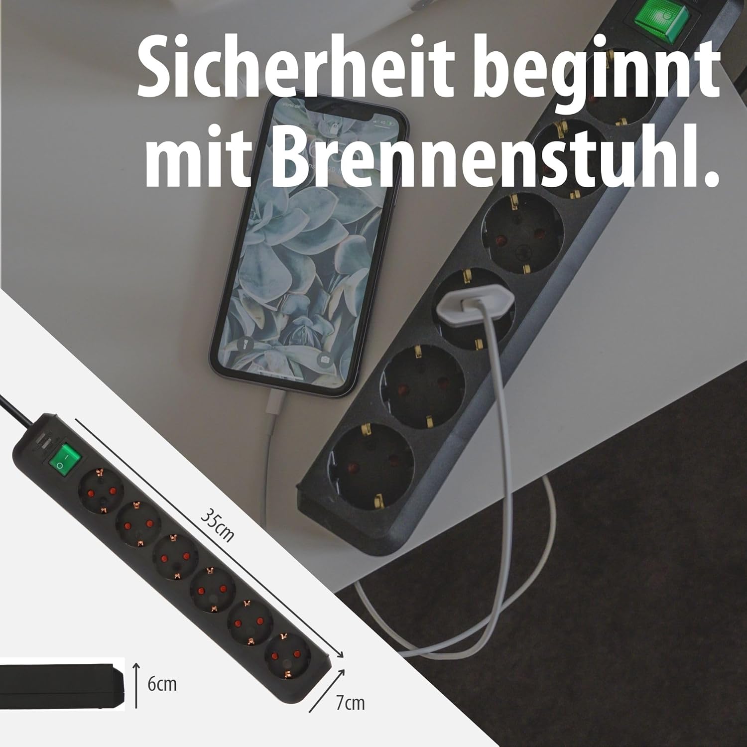 Brennenstuhl Eco-Line Steckdosenleiste 6-fach mit Schalter, 1,5m Kabel