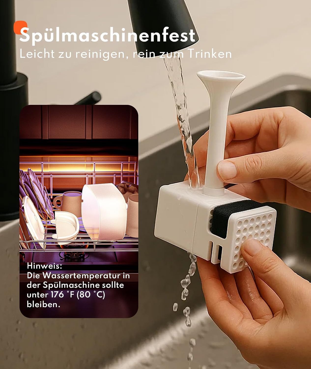 Homerunpet Katzenbrunnen leise 18dB mit Filtersystem spuelmaschinenfest