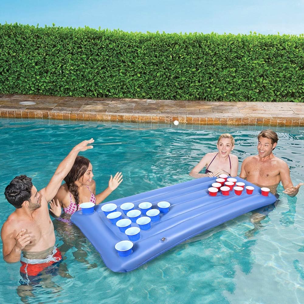 Faburo Luftmatratze 175x75x15 cm aufblasbar mit Getraenkehalter Pool Float