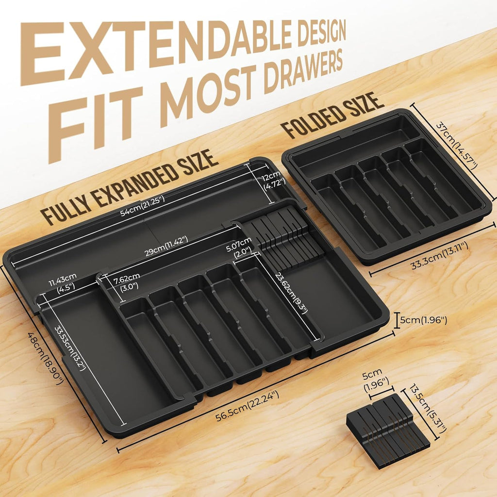 Verstellbarer Besteckkasten Schublade 6-9 Faecher Besteck-Organizer