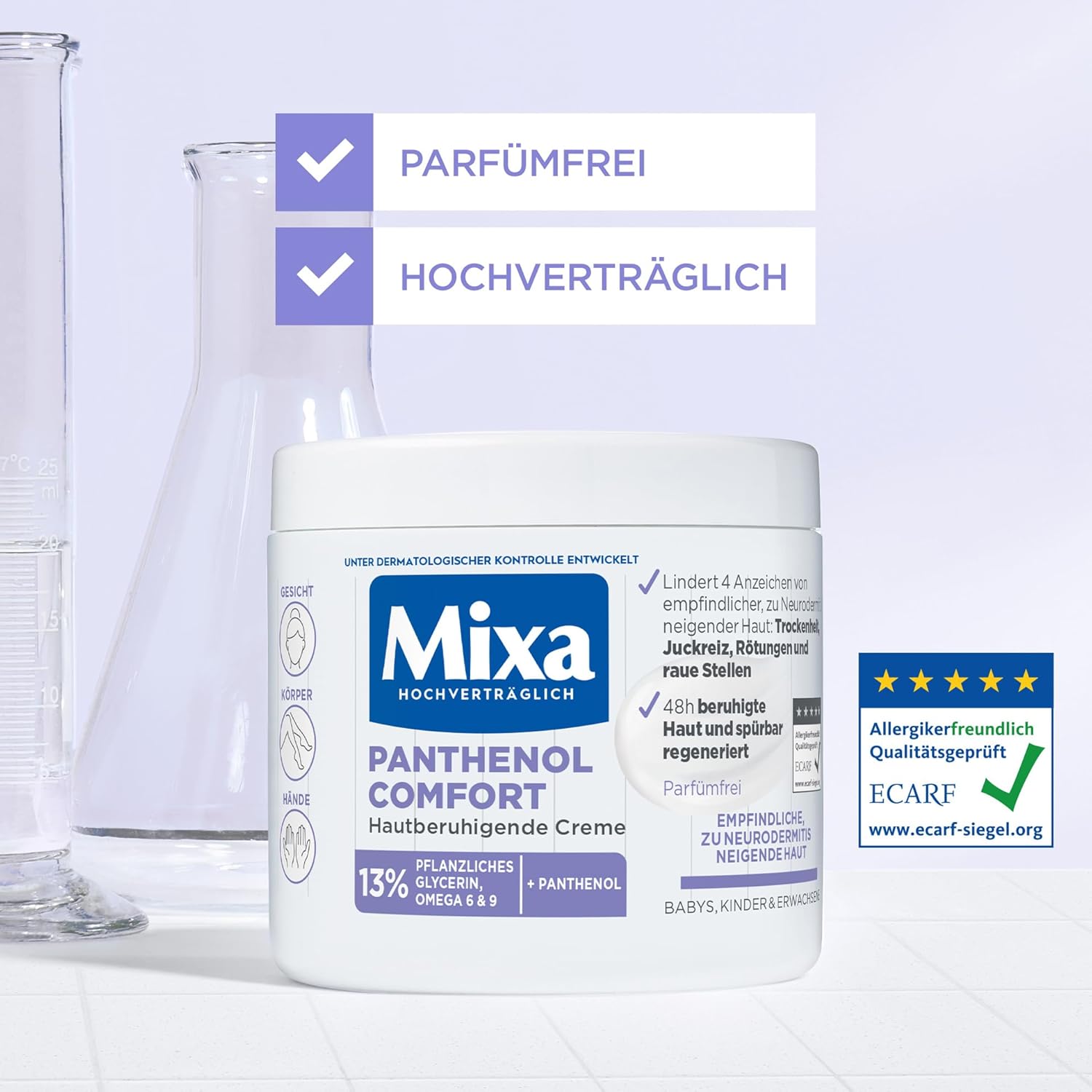 Mixa Panthenol Comfort Creme 400 ml fuer trockene, empfindliche Haut