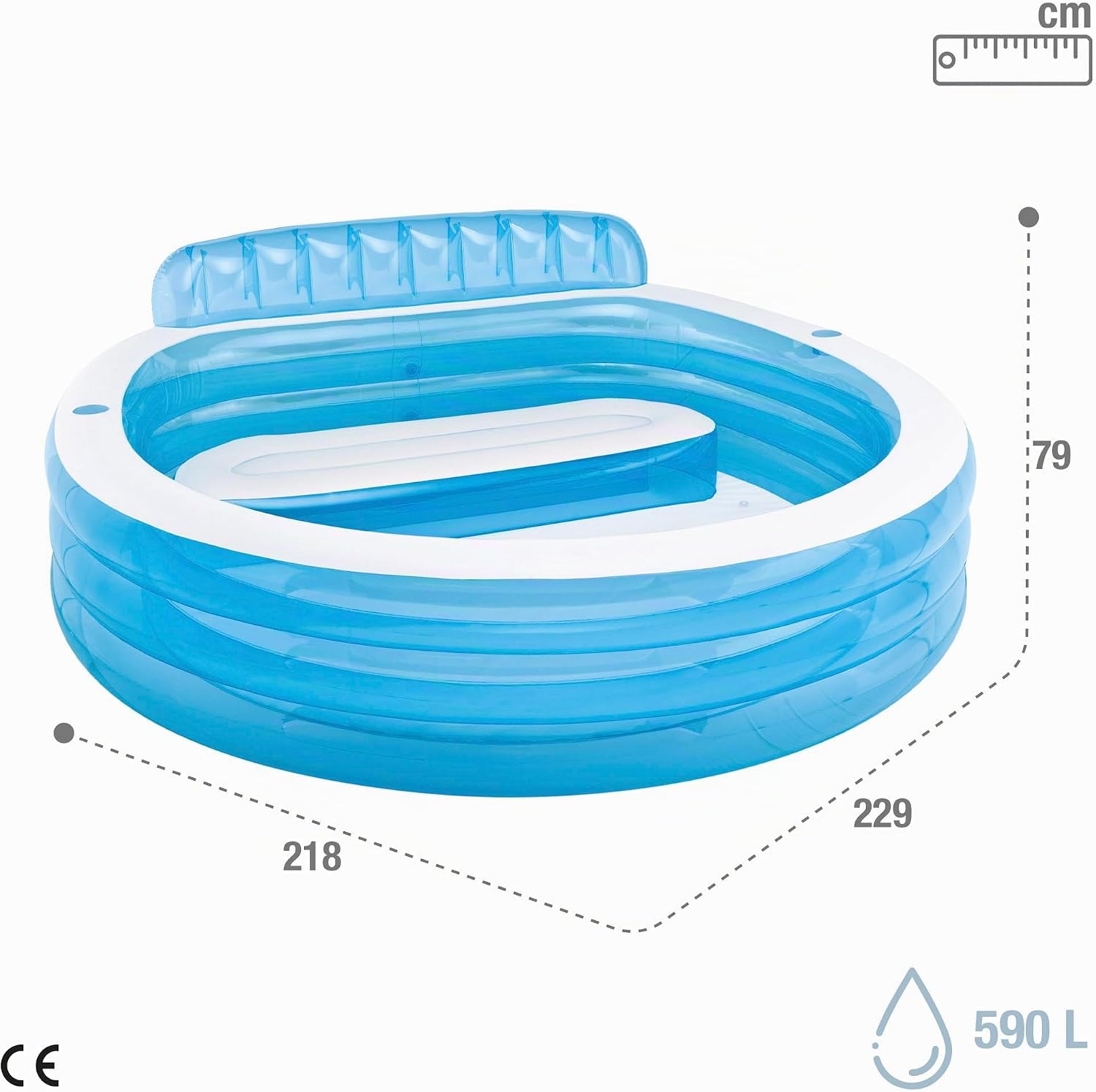 Intex Familienpool 229x218x79 cm Aufblasbar Vinyl Lounge Mehrfarbig