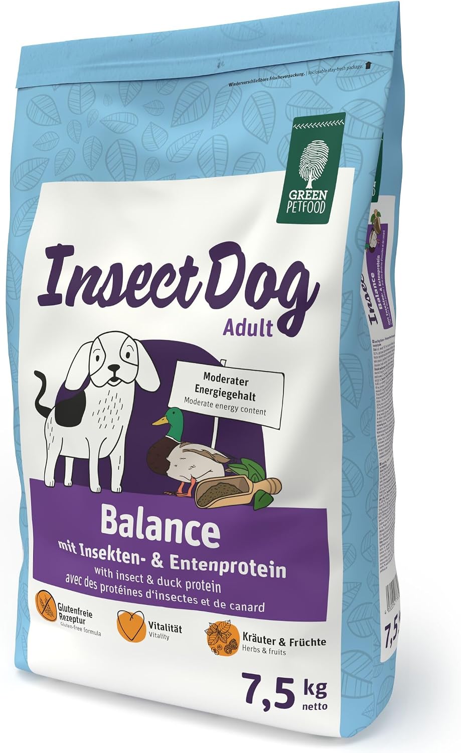 Green Petfood InsectDog Vitality Adult Hunde Trockenfutter Insekten Ente -7