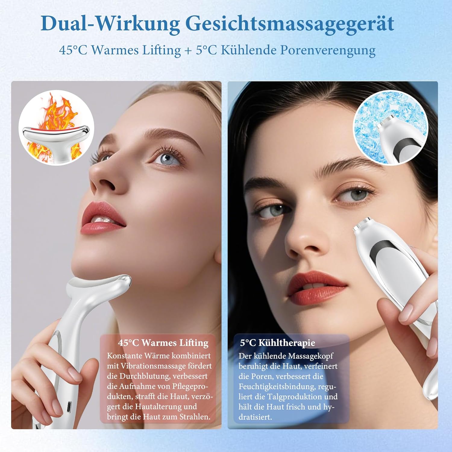 Gua Sha EMS Gesichtsmassagegeraet mit Kaelte Waerme LED Lifting Straffung