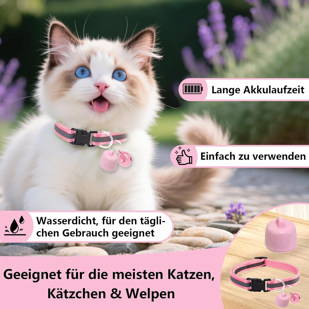 GPS Tracker fuer Katze und Hund Mini Halsband Tracker ohne Abo mit weltweiter Ortung