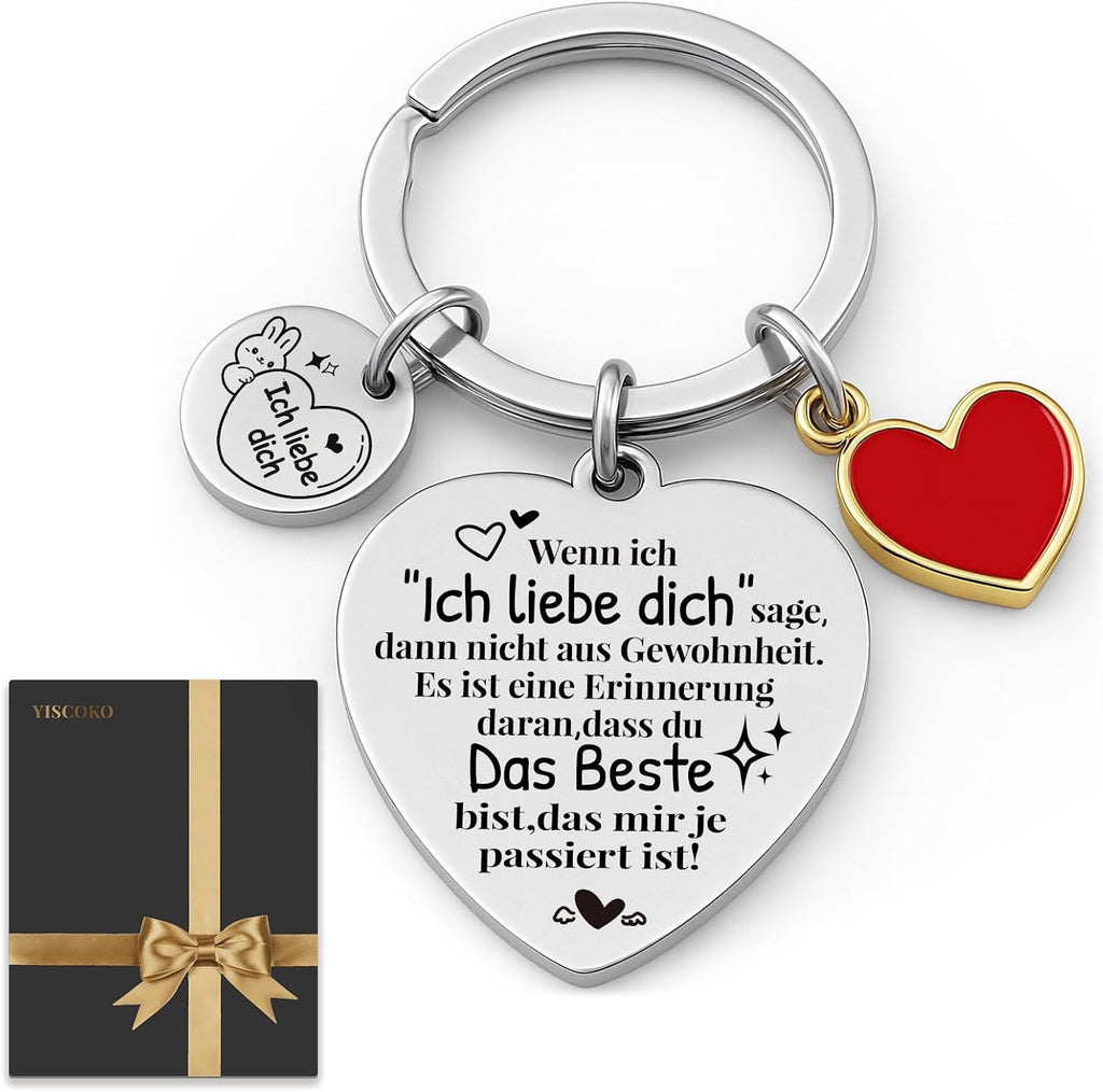 Schluesselanhaenger Jahrestag Geschenk „Ich liebe Dich“ fuer Sie & Ihn Valentinstag