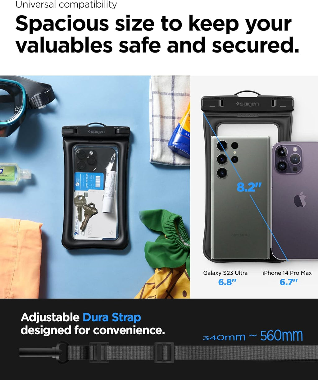 Spigen schwimmende wasserdichte Handyhuelle IPX8 bis 7" schwarz, 2er-Pack