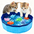 Faltbarer Katzenpool 50×10 cm mit 6 Schwimmspielzeugen, tragbar fuer Hunde