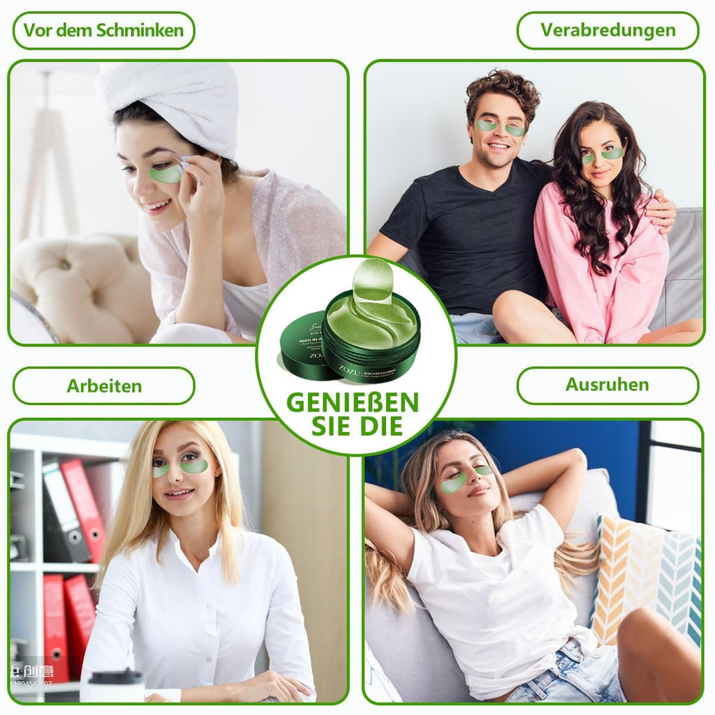Augenpads 60 Stueck Hyaluron Avocado gegen Augenringe Falten