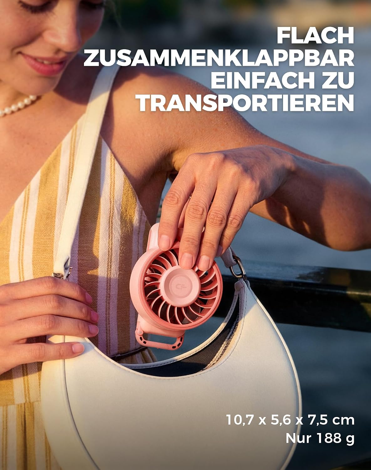 Diveblues Handventilator Akku 4‑in‑1 180° faltbar bis 12 Std. Laufzeit Turbo