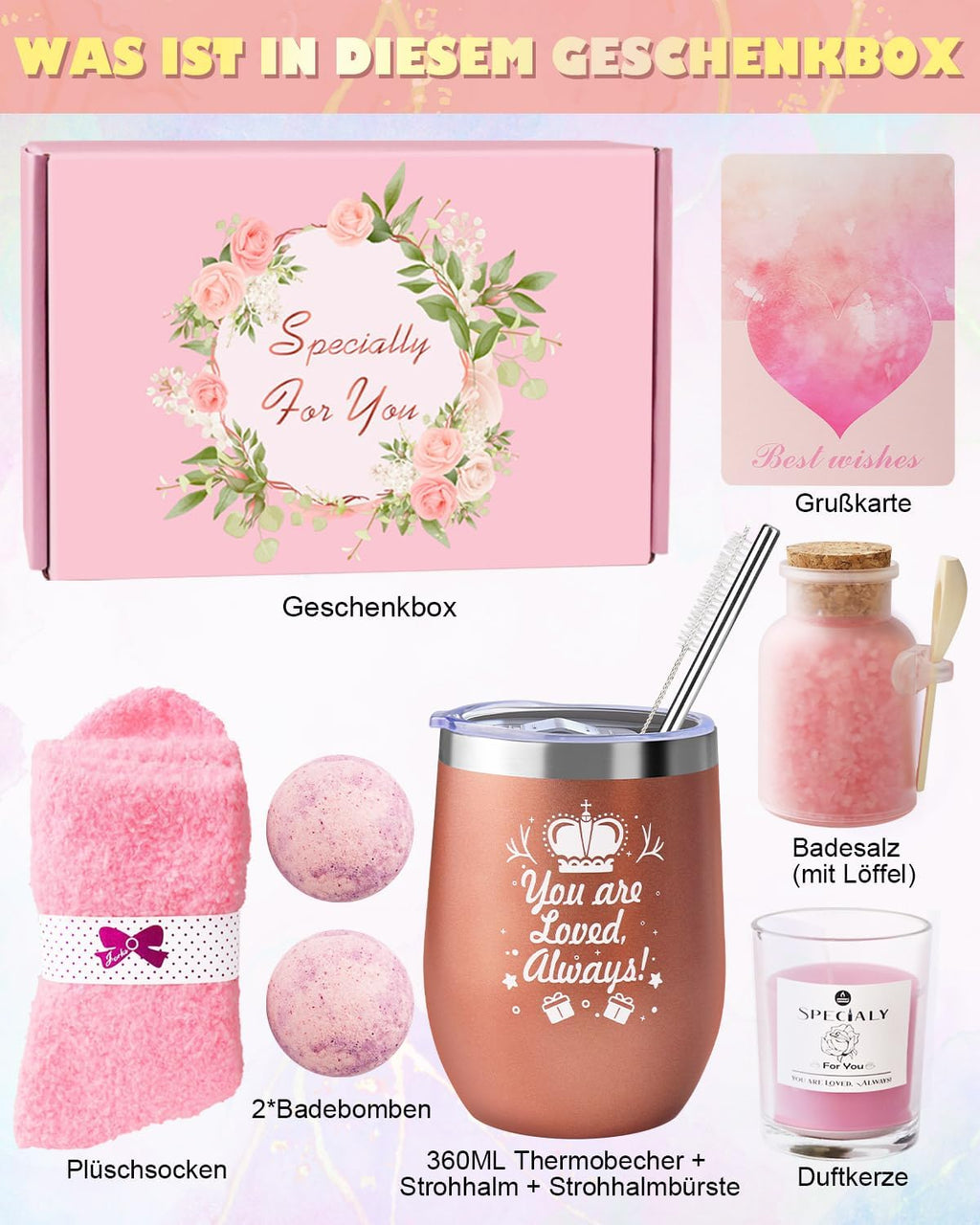 LIVEHITOP Geschenkset fuer Frauen - Geschenkbox Geburtstag Freundin Mama Schweste