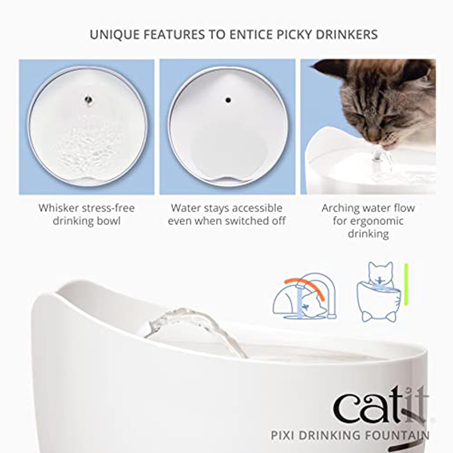 Catit Pixi Trinkbrunnen fuer Katze 1 Stueck Weiss Trinkbrunnen 1er Pack