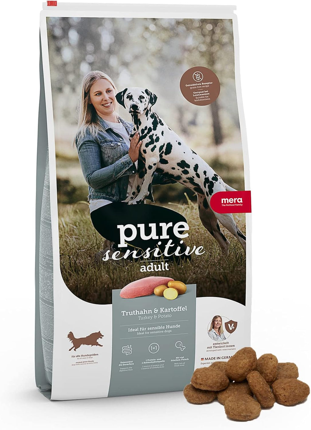 mera Pure Sensitive Hundefutter Trockenfutter Truthahn und Kartoffeln 4kg