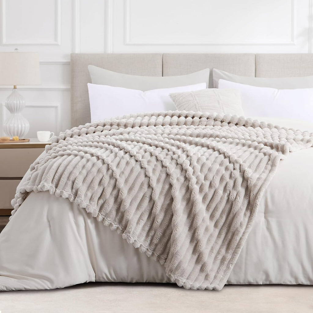 RUIKASI Kuscheldecke Flauschig Fleecedecke 150×200 cm Grau 150cm-270cm