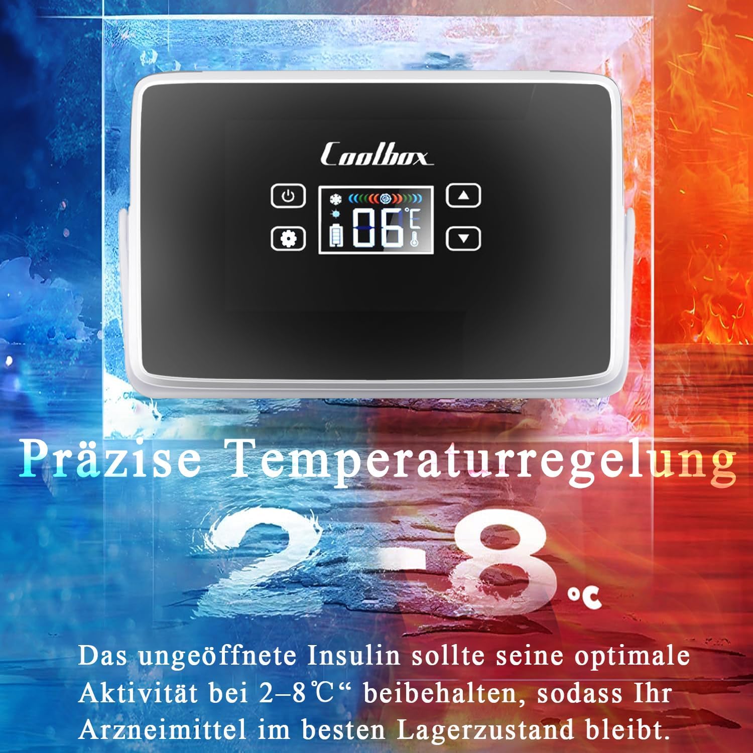 Medikamentenkuehlschrank tragbar mit Thermostat 3 Batterien Auto Reise Zuhause