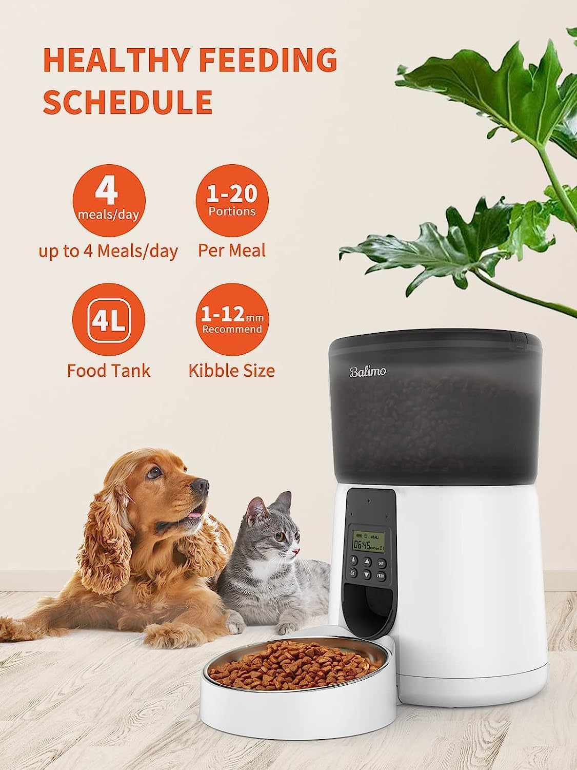 Balimo Futterautomat Katze WiFi App Steuerung 1-10 Mahlzeiten Weiss