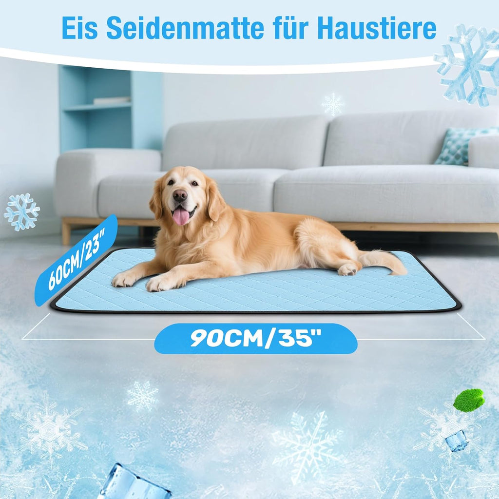 Kuehlmatte fuer Hunde und Katzen 90x60 cm selbstkuehlend wasserdicht rutschfest