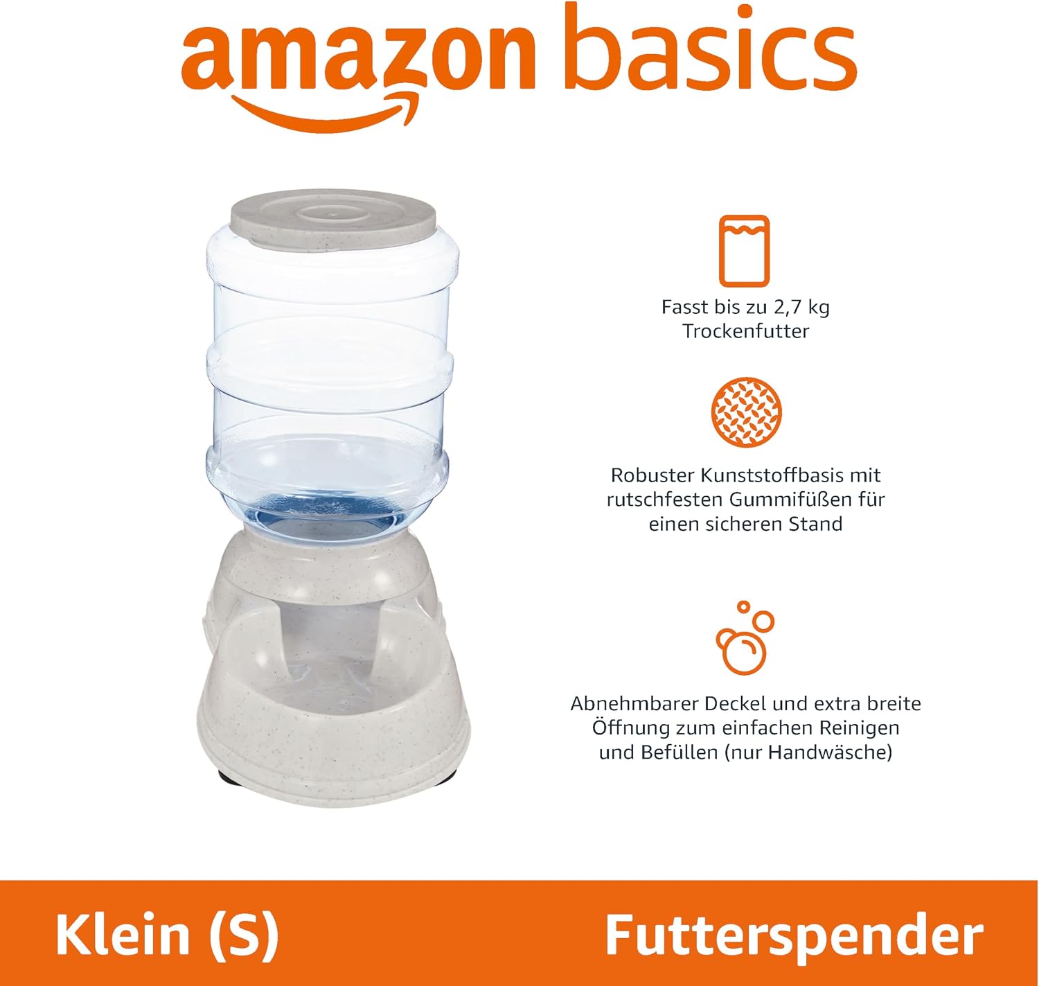 Amazon Basics Futter- und Wasserspender S transparent fuer Hunde Katzen