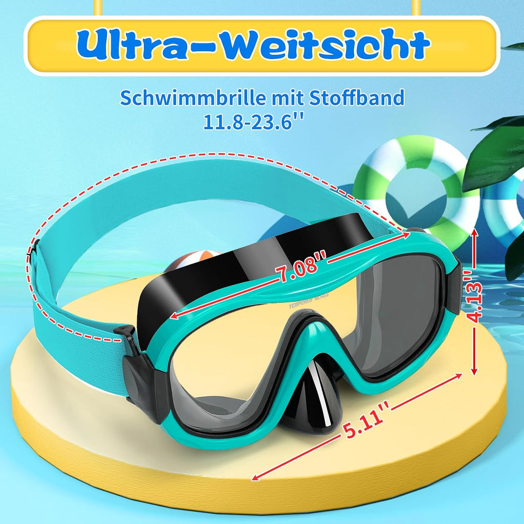 Tauchmaske Erwachsene 180° Weitwinkel gehaertetes Glas Antibeschlag
