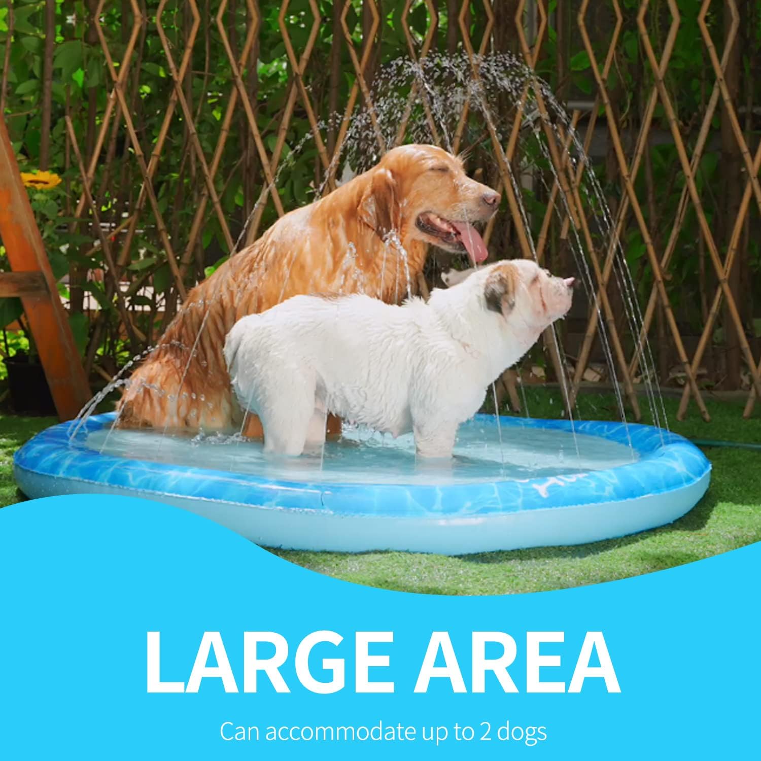 ALL FOR PAWS Hund Wasserpad Sprinkler Matte 130cm-150cm kuehlend rutschfest
