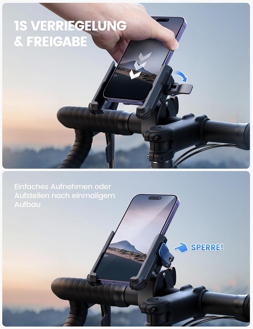 Fahrrad Handyhalterung Lenker 360° Schnellverschluss verstellbar