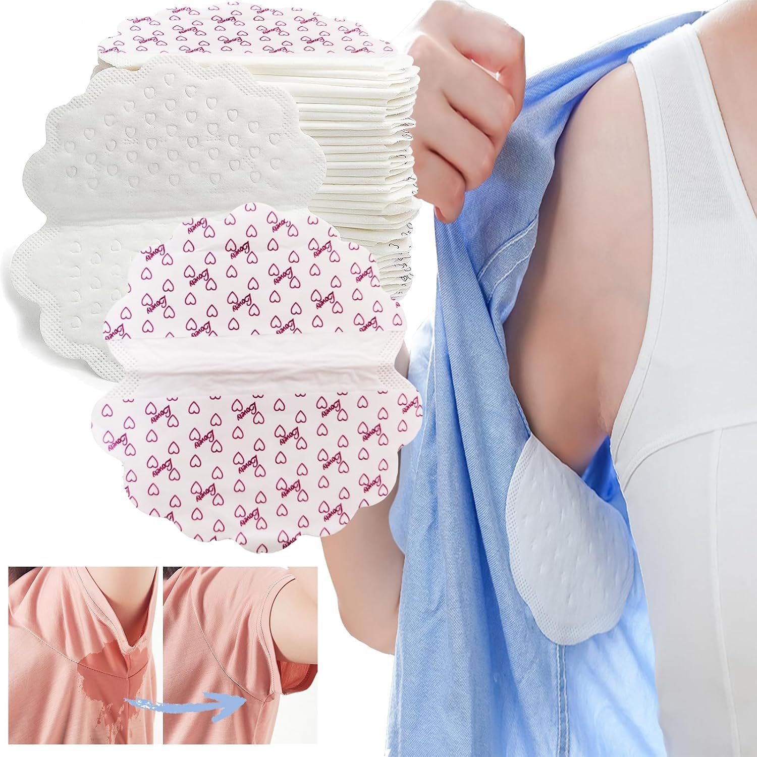50er Pack Achselpads gross selbstklebend Antitranspirant gegen Schweissflecken