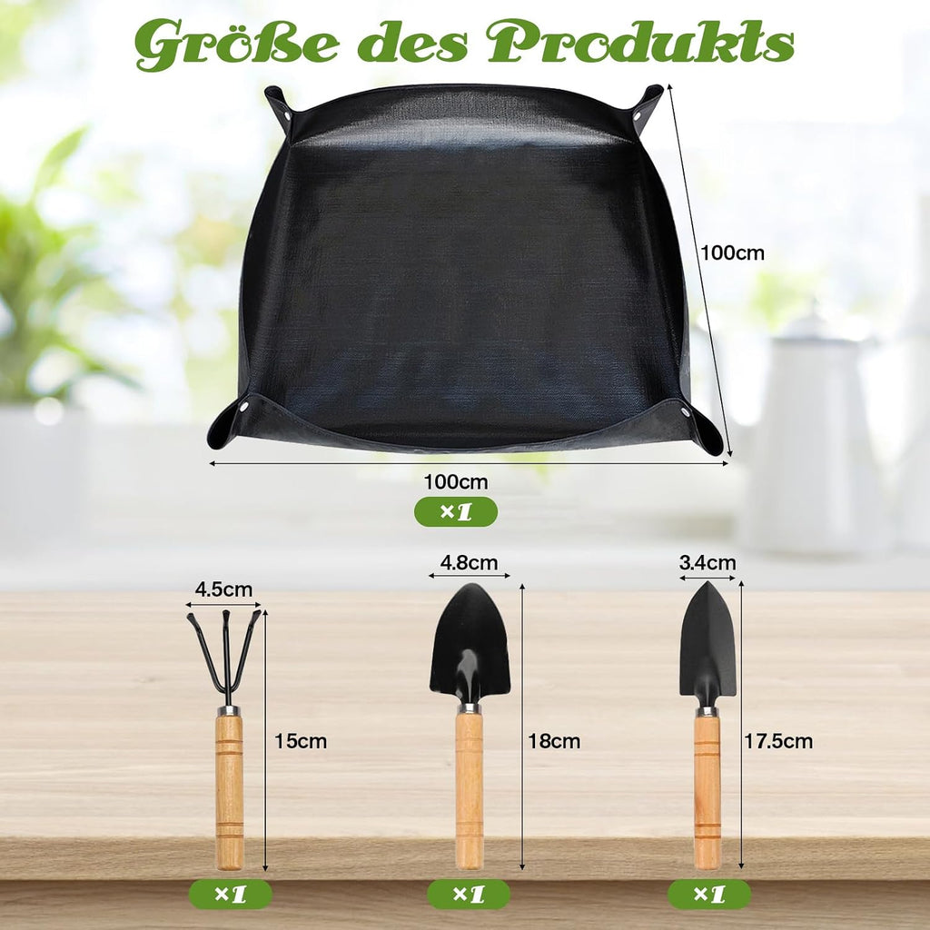 VEGCOO Pflanzmatte 100 x 100 cm wasserdichte Umtopfmatte mit Bodenlockerungswerk
