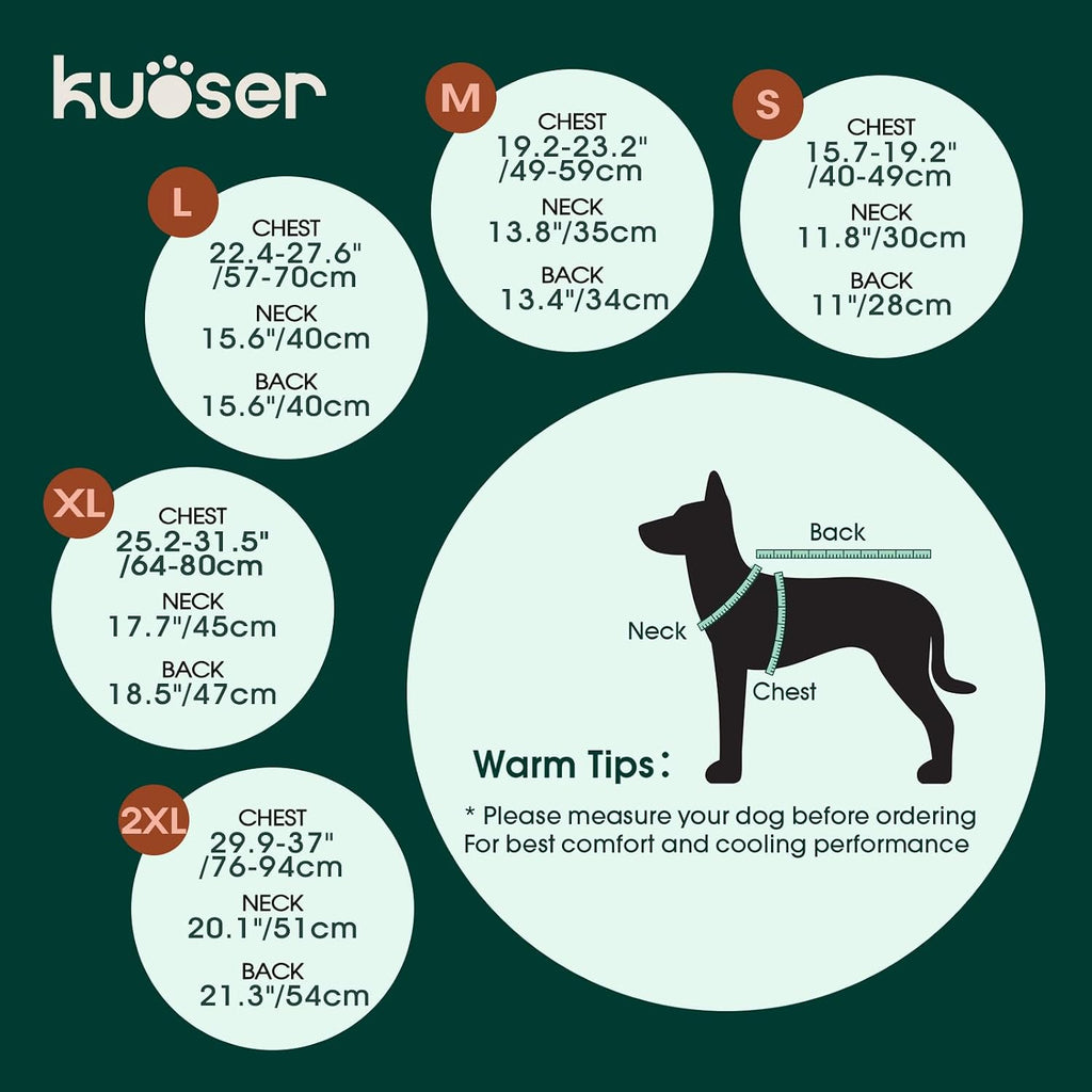 Kuoser Hundekuehlweste Blau verstellbar S-XXL atmungsaktiv mit D-Ring