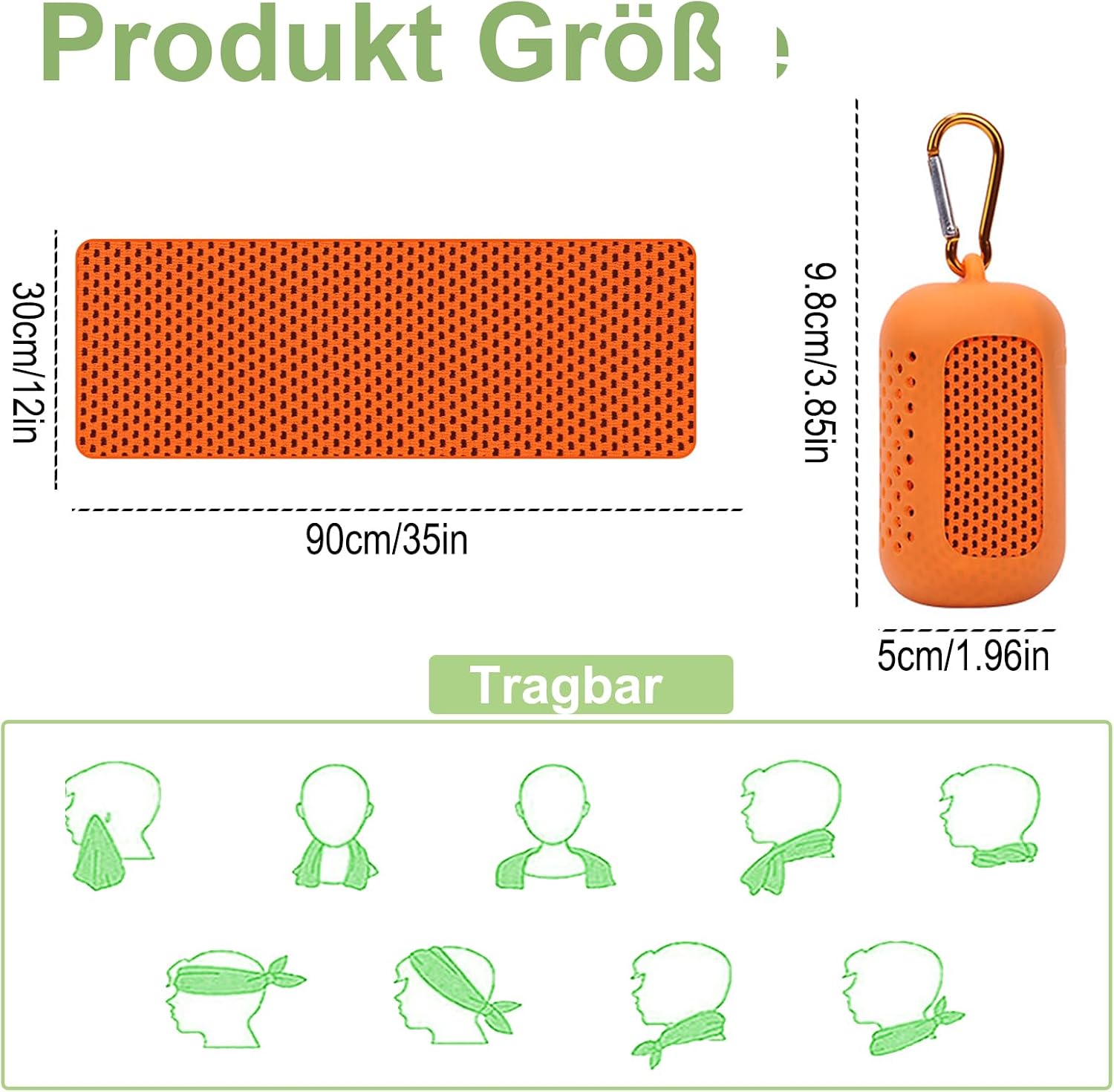 dogmoon Kuehlhandtuch 3er Set 30x90 cm mit Silikonhuelle Sport Fitness Outdoor