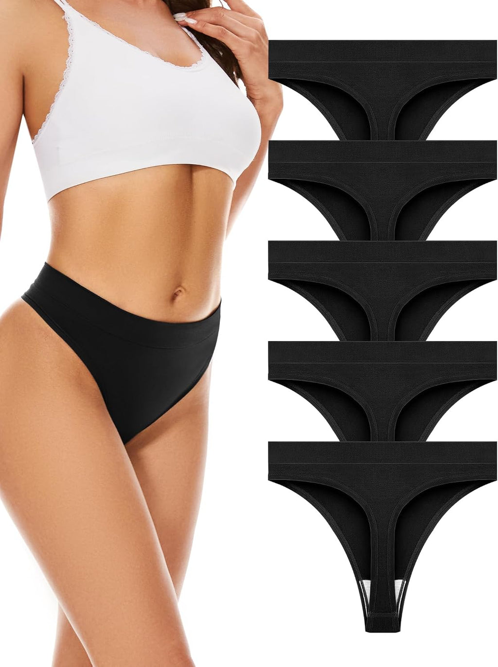 VOENXE nahtloser Damen String Tanga mit hohem Bund, unsichtbar, XS-XXL